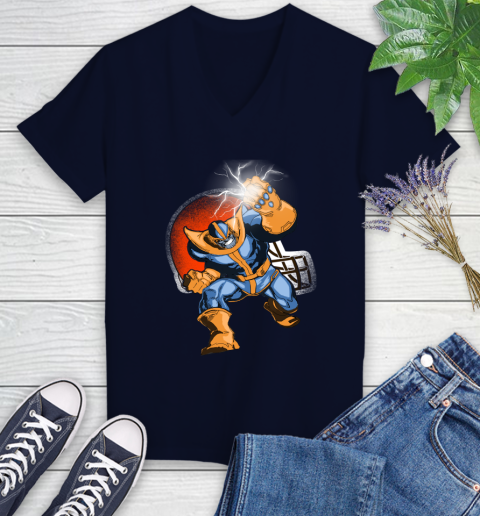 Cleveland Browns NFL Football Thanos Avengers Infinity War Marvel Women's V-Neck T-Shirt 2