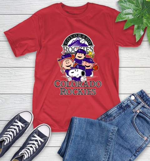 MLB Colorado Rockies Snoopy Charlie Brown Woodstock The Peanuts Movie Baseball T Shirt_000 T-Shirt 11