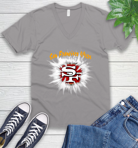 San Francisco 49ers NFL Football Adoring Fan Rip Sports V-Neck T-Shirt 3