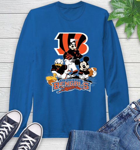 NFL Cincinnati Bengals Mickey Mouse Donald Duck Goofy Football Shirt Long Sleeve T-Shirt 10