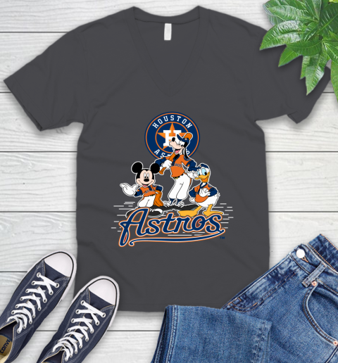 MLB Houston Astros Mickey Mouse Donald Duck Goofy Baseball T Shirt V-Neck T-Shirt 4