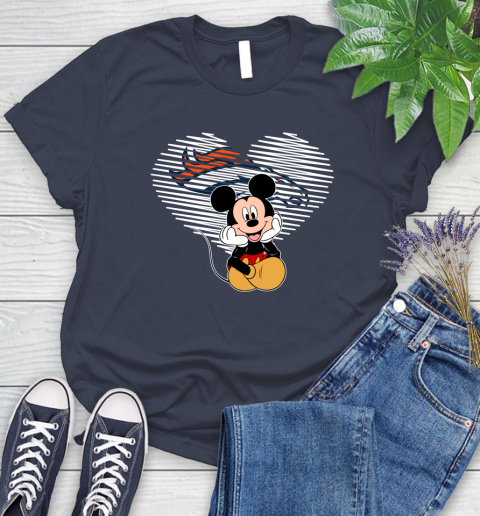 NFL Denver Broncos The Heart Mickey Mouse Disney Football T Shirt_000 Women's T-Shirt 14