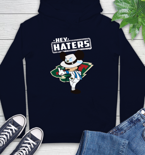 NHL Hey Haters Mickey Hockey Sports Minnesota Wild Hoodie 3