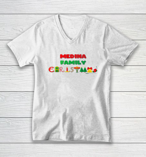 Medina Family Funny Merry Christmas 2021 V-Neck T-Shirt