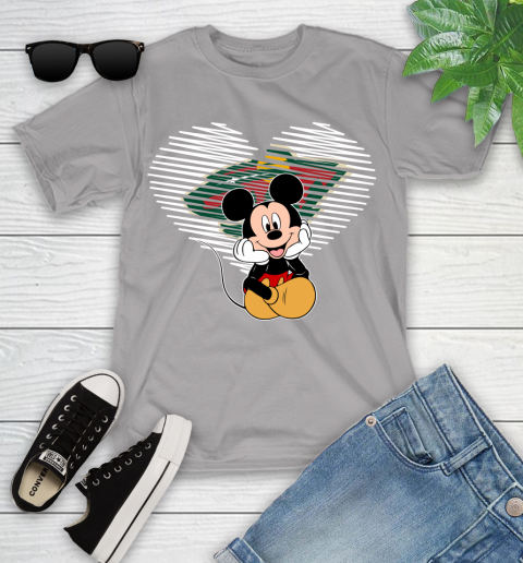 NHL Minnesota Wild The Heart Mickey Mouse Disney Hockey Youth T-Shirt 4