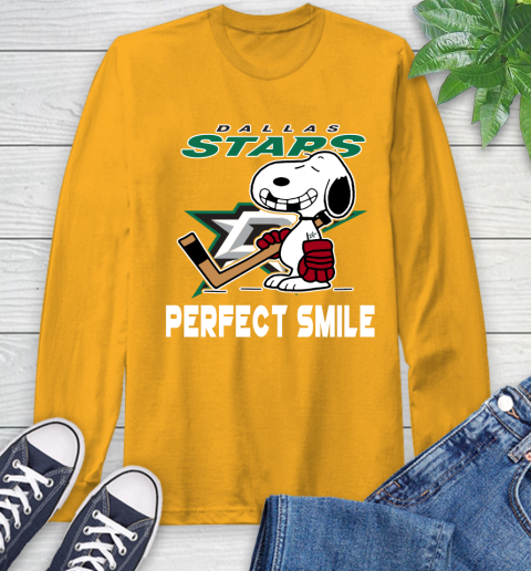 NHL Dallas Stars Snoopy Perfect Smile The Peanuts Movie Hockey T Shirt Long Sleeve T-Shirt 2
