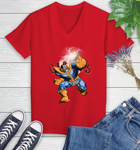 San Francisco Giants MLB Baseball Thanos Avengers Infinity War Marvel Women's V-Neck T-Shirt 11