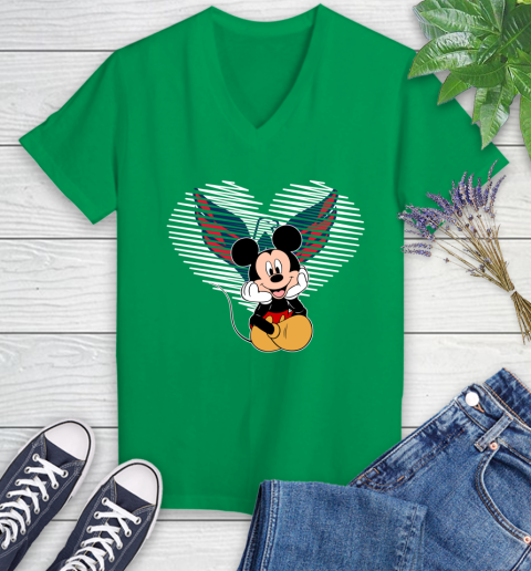 NHL Washington Capitals The Heart Mickey Mouse Disney Hockey Women's V-Neck T-Shirt 5