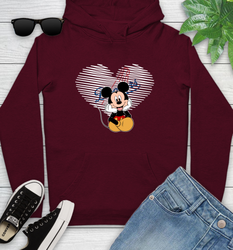 MLB Los Angeles Dodgers The Heart Mickey Mouse Disney Baseball T Shirt_000 Youth Hoodie 7
