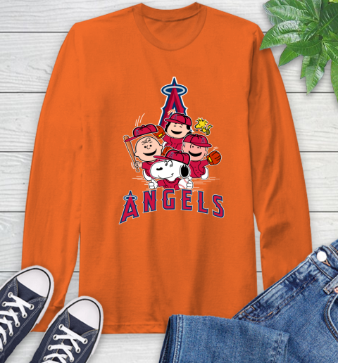 MLB Los Angeles Angels Snoopy Charlie Brown Woodstock The Peanuts Movie Baseball T Shirt_000 Long Sleeve T-Shirt 4