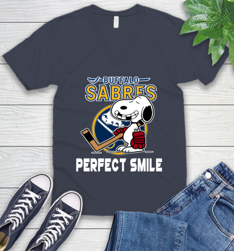 NHL Buffalo Sabres Snoopy Perfect Smile The Peanuts Movie Hockey T Shirt V-Neck T-Shirt 8