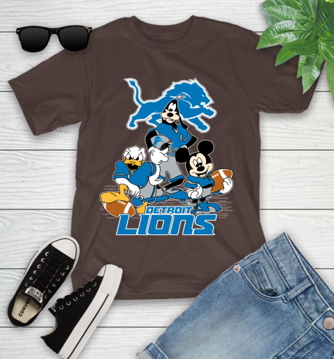 NFL Detroit Lions Mickey Mouse Donald Duck Goofy Football Shirt Youth T-Shirt 7