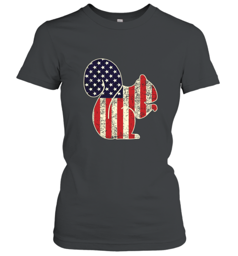 Funny Squirrel Flag T Shirt Patriotic Faded American July Women T-Shirt
