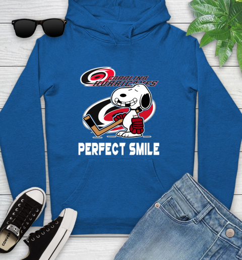 NHL Carolina Hurricanes Snoopy Perfect Smile The Peanuts Movie Hockey T Shirt Youth Hoodie 11
