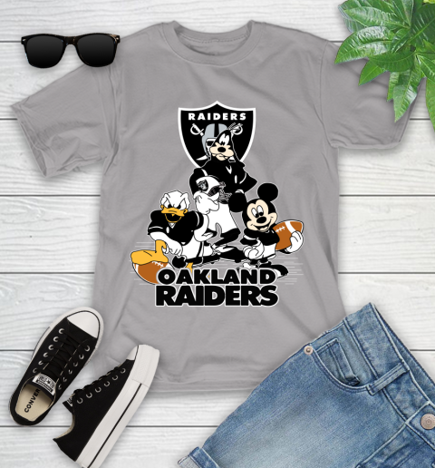 NFL Oakland Raiders Mickey Mouse Donald Duck Goofy Football Shirt Youth T-Shirt 4