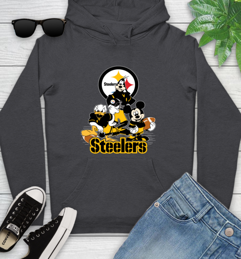 NFL Pittsburgh Steelers Mickey Mouse Donald Duck Goofy Football Shirt Youth Hoodie 8