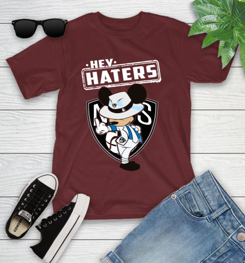 NBA Hey Haters Mickey Basketball Sports Brooklyn Nets Youth T-Shirt 14