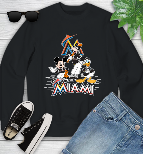 MLB Miami Marlins Mickey Mouse Donald Duck Goofy Baseball T Shirt Youth Sweatshirt