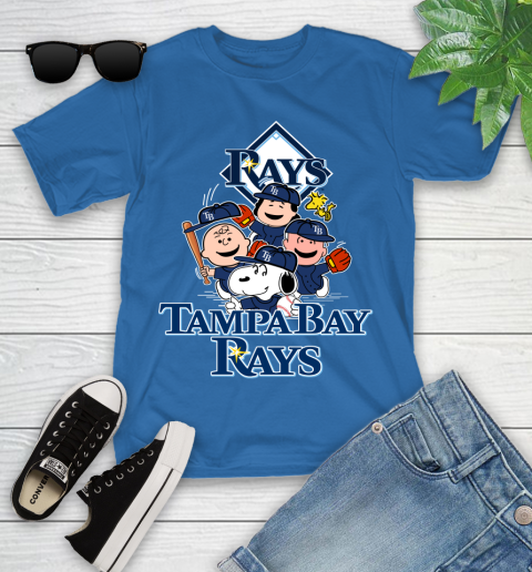 MLB Tampa Bay Rays Snoopy Charlie Brown Woodstock The Peanuts Movie Baseball T Shirt Youth T-Shirt 12