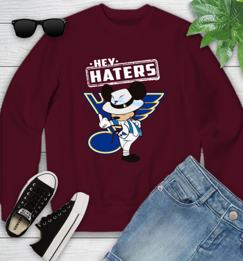 NHL Hey Haters Mickey Hockey Sports St.Louis Blues Youth Sweatshirt 4