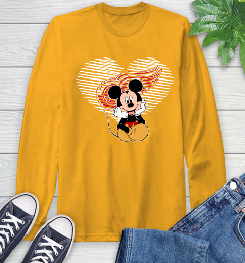 NHL Detroit Red Wings The Heart Mickey Mouse Disney Hockey Long Sleeve T-Shirt 2