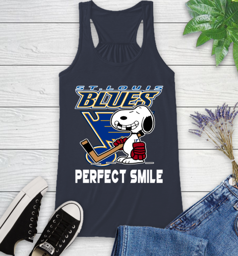 NHL St.Louis Blues Snoopy Perfect Smile The Peanuts Movie Hockey T Shirt Racerback Tank 10