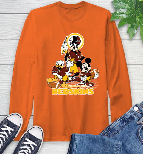 NFL Washington Redskins Mickey Mouse Donald Duck Goofy Football Shirt Long Sleeve T-Shirt 4