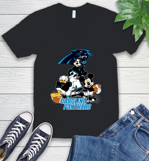 NFL Carolina Panthers Mickey Mouse Donald Duck Goofy Football Shirt V-Neck T-Shirt
