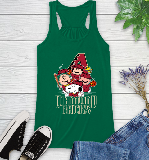 MLB Arizona Diamondbacks Snoopy Charlie Brown Woodstock The Peanuts Movie Baseball T Shirt_000 Racerback Tank 6