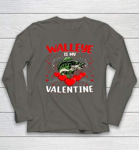 Funny Walleye Is My Valentine Walleye Fish Valentine's Day Long Sleeve T-Shirt 5
