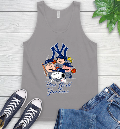 MLB New York Yankees Snoopy Charlie Brown Woodstock The Peanuts Movie Baseball T Shirt_000 Tank Top 3