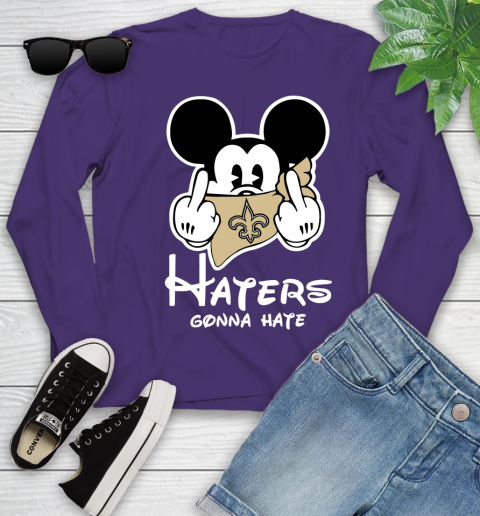 NFL New Orleans Saints Haters Gonna Hate Mickey Mouse Disney Football T Shirt Youth Long Sleeve 4
