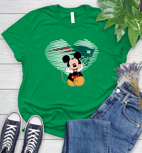 NFL New England Patriots The Heart Mickey Mouse Disney Football T Shirt_000 Women's T-Shirt 9
