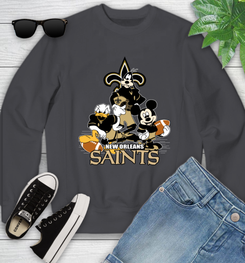 NFL New Orleans Saints Mickey Mouse Donald Duck Goofy Football Shirt Youth Sweatshirt 5