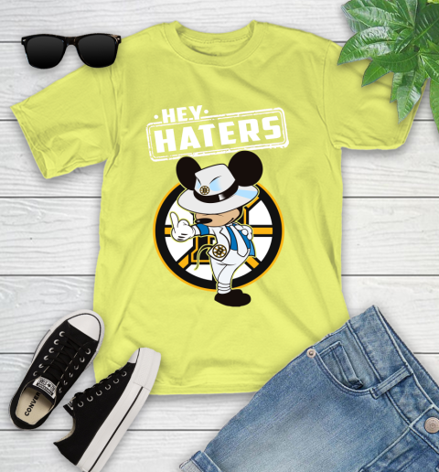 NHL Hey Haters Mickey Hockey Sports Boston Bruins Youth T-Shirt 10