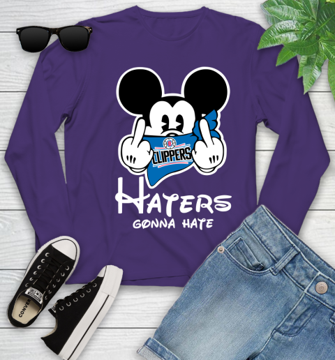 NBA LA Clippers Haters Gonna Hate Mickey Mouse Disney Basketball T Shirt Youth Long Sleeve 4