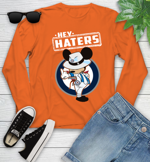 NHL Hey Haters Mickey Hockey Sports Winnipeg Jets Youth Long Sleeve 3