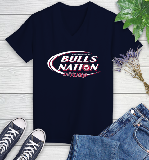 NBA A True Friend Of The Chicago Bulls Dilly Dilly Basketball Sports Women's V-Neck T-Shirt 2