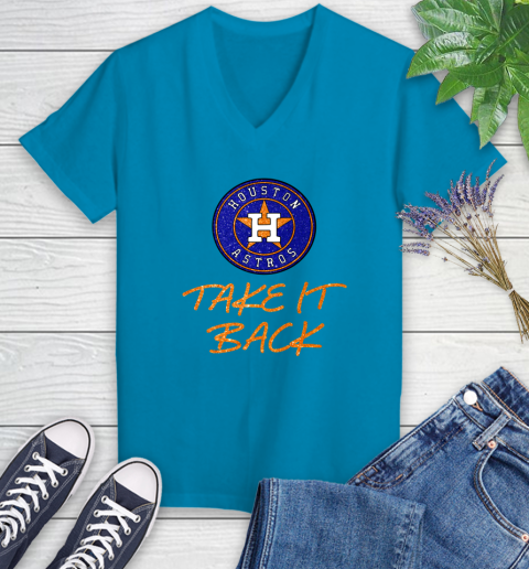 Astros Take It Back Women's V-Neck T-Shirt 7