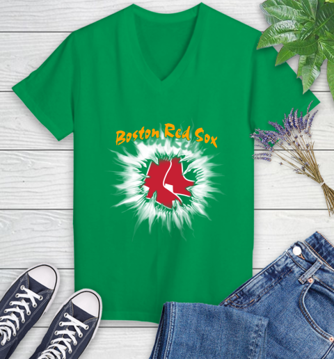 Boston Red Sox MLB Baseball Adoring Fan Rip Sports Women's V-Neck T-Shirt 5