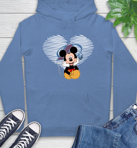 NHL Colorado Avalanche Carolina Hurricanes The Heart Mickey Mouse Disney Hockey Hoodie 11