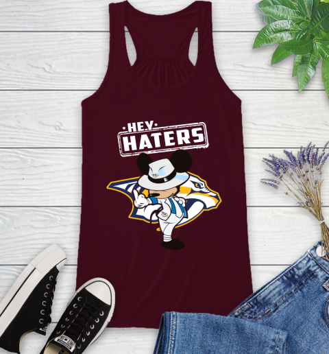 NHL Hey Haters Mickey Hockey Sports Nashville Predators Racerback Tank 2