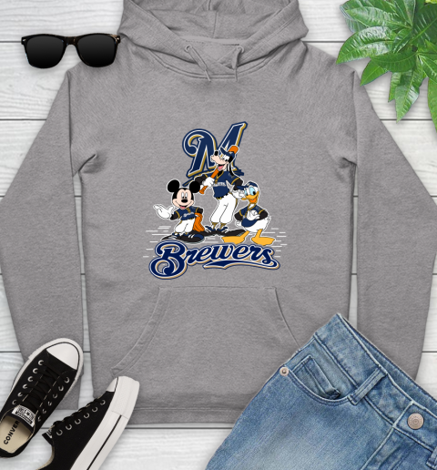 MLB Milwaukee Brewers Mickey Mouse Donald Duck Goofy Baseball T Shirt Youth Hoodie 6