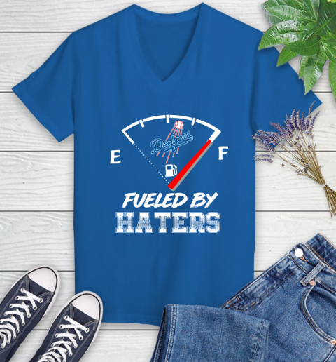 Los Angeles Dodgers MLB Baseball Fueled By Haters Sports Women's V-Neck T-Shirt 10