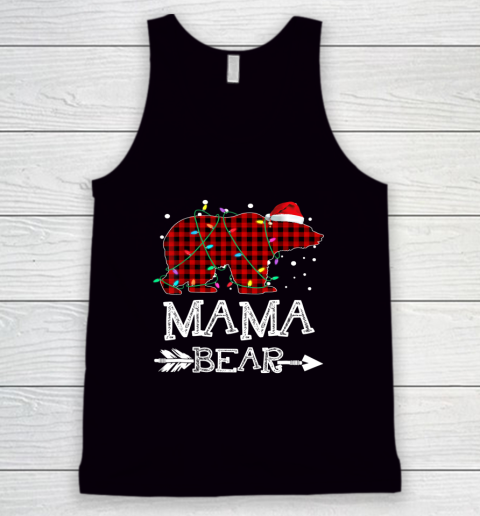 Mama Bear Christmas Pajama Red Plaid Leopard Tank Top