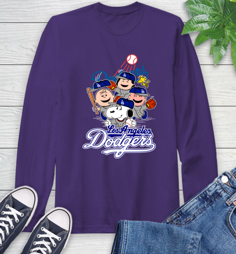 MLB Los Angeles Dodgers Snoopy Charlie Brown Woodstock The Peanuts Movie Baseball T Shirt_000 Long Sleeve T-Shirt 5