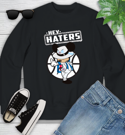 NBA Hey Haters Mickey Basketball Sports Los Angeles Clippers Youth Sweatshirt