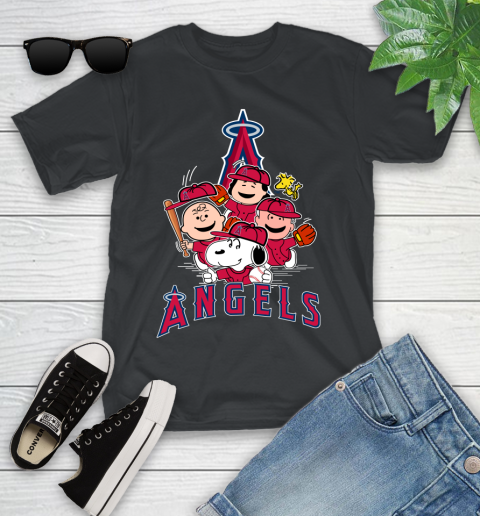 MLB Los Angeles Angels Snoopy Charlie Brown Woodstock The Peanuts Movie Baseball T Shirt_000 Youth T-Shirt