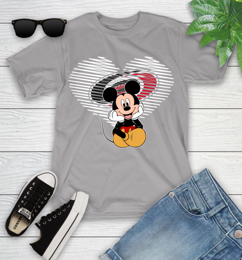NHL Carolina Hurricanes The Heart Mickey Mouse Disney Hockey Youth T-Shirt 4