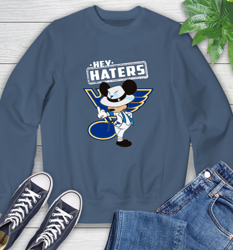 NHL Hey Haters Mickey Hockey Sports St.Louis Blues Sweatshirt 8